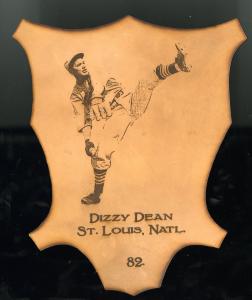 Picture of Helmar Brewing Baseball Card of Dizzy DEAN, card number 82 from series L1 Helmar Leather Cabinet