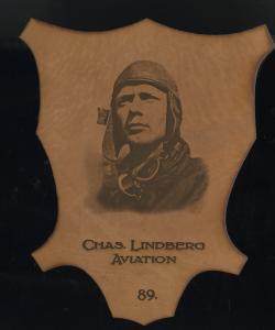 Picture of Helmar Brewing Baseball Card of Charles Lindbergh, card number 89 from series L1 Helmar Leather Cabinet