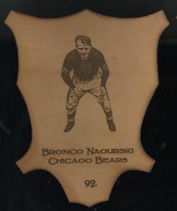 Picture of Helmar Brewing Baseball Card of Bronko NAGURSKI (HOF), card number 92 from series L1 Helmar Leather Cabinet