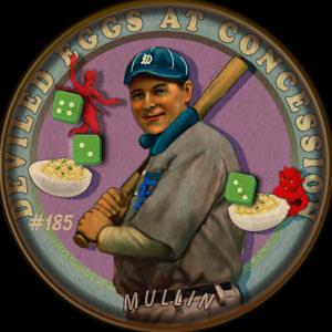 Picture, Helmar Brewing, Our Guy Card # 185, George Mullin, Hand puzzle. Batting Mullin with purple background., Detroit Tigers