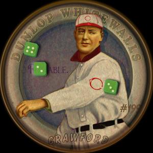 Picture, Helmar Brewing, Our Guy Card # 191, Sam CRAWFORD (HOF), Dexterity hand puzzle. Throwing figure, white uniform with red accents., Cincinnati Reds