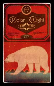 Picture, Helmar Brewing, Helmar Polar Night Card # 127, Carl Mays, Underarm throw in progress, New York Giants