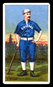 Picture, Helmar Brewing, Helmar Polar Night Card # 182, Tom Burns, Hand on hip, with bat, Chicago White Stockings