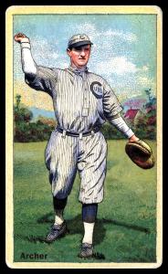 Picture, Helmar Brewing, Helmar Polar Night Card # 212, Jimmy Archer, Playing catch, hand way up, Chicago Cubs