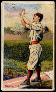Picture, Helmar Brewing, Helmar Polar Night Card # 222, Emmett Seery, On path, about to catch ball, Indianapolis Hoosiers
