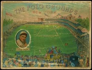 Picture, Helmar Brewing, Polo Grounds Heroes Card # 14, Larry Doyle, With trusty bat, New York Giants