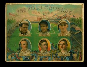 Picture, Helmar Brewing, Polo Grounds Heroes Card # 63, Christy MATHEWSON, Rube MARQUARD, Mike Donlin, Larry Doyle, Buck Herzog, Bull Durham, Portraits, New York Giants