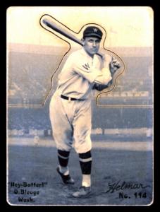 Picture of Helmar Brewing Baseball Card of Ossie Bluege, card number 114 from series R318-Helmar Hey-Batter!