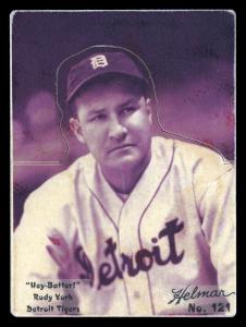 Picture of Helmar Brewing Baseball Card of Rudy York, card number 121 from series R318-Helmar Hey-Batter!
