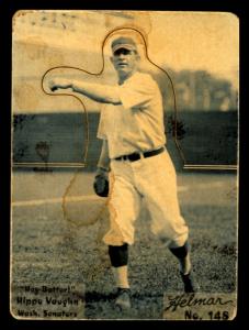 Picture of Helmar Brewing Baseball Card of Hippo Vaughn, card number 148 from series R318-Helmar Hey-Batter!