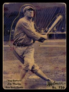 Picture of Helmar Brewing Baseball Card of Jim Thorpe, card number 156 from series R318-Helmar Hey-Batter!