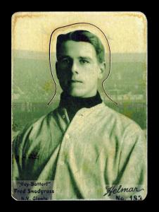 Picture of Helmar Brewing Baseball Card of Fred Snodgrass, card number 183 from series R318-Helmar Hey-Batter!