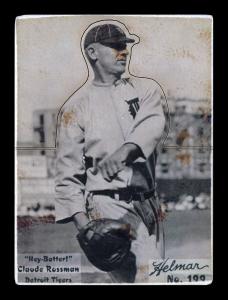 Picture of Helmar Brewing Baseball Card of Claude Rossman, card number 199 from series R318-Helmar Hey-Batter!