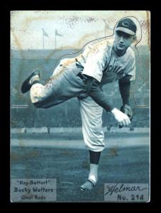 Picture of Helmar Brewing Baseball Card of Bucky Walters, card number 214 from series R318-Helmar Hey-Batter!