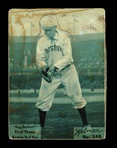 Picture of Helmar Brewing Baseball Card of Fred Tenney, card number 219 from series R318-Helmar Hey-Batter!