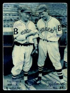 Picture, Helmar Brewing, R318-Helmar Card # 41, Ray Benge; Walter Beck;, Looking at ball, Brooklyn Dodgers