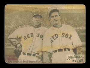 Picture, Helmar Brewing, R318-Helmar Card # 47, Lefty GROVE (HOF) & Dick Bartell, Leaning on fence, Boston Red Sox