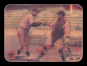 Picture of Helmar Brewing Baseball Card of Ernie LOMBARDI (HOF); Spud Davis, card number 49 from series R318-Helmar Hey-Batter!