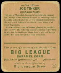Picture, Helmar Brewing, R319-Helmar Card # 105, Joe TINKER (HOF), Standing, Chicago Cubs