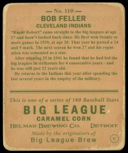 Picture, Helmar Brewing, R319-Helmar Card # 110, Bob FELLER, Throwing, Cleveland Indians