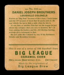 Picture, Helmar Brewing, R319-Helmar Card # 116, Dan BROUTHERS (HOF), Portrait, Louisville Colonels