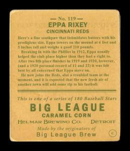 Picture, Helmar Brewing, R319-Helmar Card # 119, Eppa RIXEY (HOF), Portrait, Cincinnati Reds