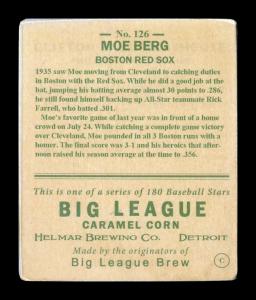 Picture, Helmar Brewing, R319-Helmar Card # 126, Moe Berg, Portrait, Boston Red Sox