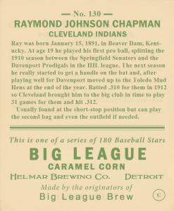 Picture, Helmar Brewing, R319-Helmar Card # 130, Ray Chapman, Portrait, Cleveland Indians