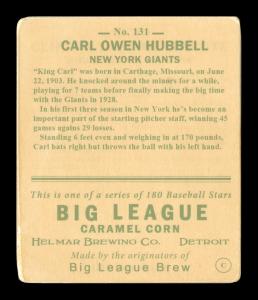 Picture, Helmar Brewing, R319-Helmar Card # 131, Carl HUBBELL, Portrait, New York Giants