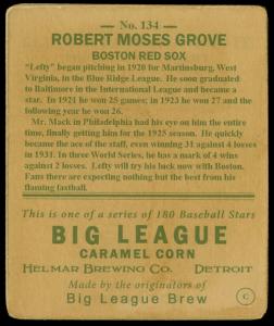 Picture, Helmar Brewing, R319-Helmar Card # 134, Lefty GROVE, Portrait, Boston Red Sox