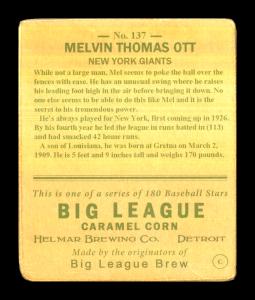 Picture, Helmar Brewing, R319-Helmar Card # 137, Mel OTT, Full body awaiting pitch, New York Giants