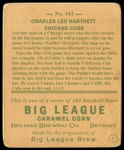 Picture, Helmar Brewing, R319-Helmar Card # 141, Gabby HARTNETT, Bat Over Shoulder, Chicago Cubs