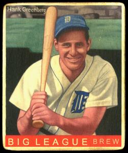 Picture, Helmar Brewing, R319-Helmar Card # 151, Hank GREENBERG (HOF), Bat Over Shoulder, Detroit Tigers