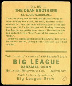 Picture, Helmar Brewing, R319-Helmar Card # 152, Dizzy DEAN, Daffy Dean, Holding Baseball, St. Louis Cardinals