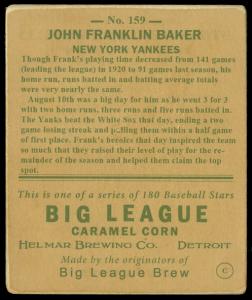 Picture, Helmar Brewing, R319-Helmar Card # 159, Frank BAKER (HOF), Swinging, Philadelphia Athletics