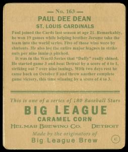 Picture, Helmar Brewing, R319-Helmar Card # 163, Daffy Dean, Portrait, St. Louis Cardinals