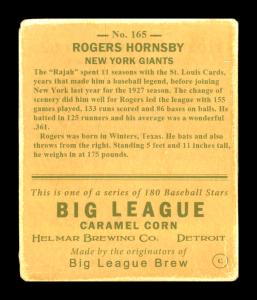 Picture, Helmar Brewing, R319-Helmar Card # 165, Rogers HORNSBY (HOF), Swinging, St. Louis Cardinals