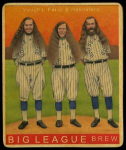 Picture of Helmar Brewing Baseball Card of Hip Vaughn; Dutch Faust; Horace Hannaford;, card number 176 from series R319-Helmar Big League