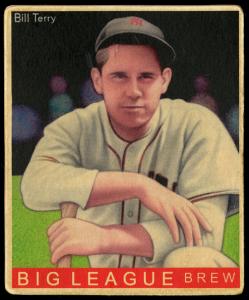 Picture of Helmar Brewing Baseball Card of Bill TERRY, card number 182 from series R319-Helmar Big League