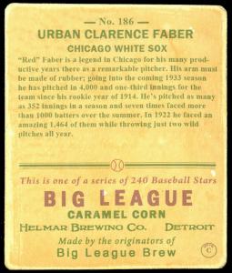 Picture, Helmar Brewing, R319-Helmar Card # 186, Red FABER (HOF), Throwing, Chicago White Sox