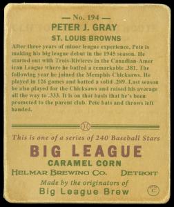 Picture, Helmar Brewing, R319-Helmar Card # 194, Pete Gray, Stretching, St. Louis Browns
