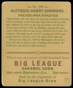 Picture, Helmar Brewing, R319-Helmar Card # 199, Al SIMMONS (HOF), Batting Stance, Philadelphia Athletics