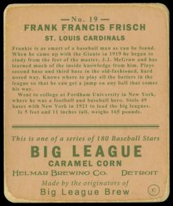 Picture, Helmar Brewing, R319-Helmar Card # 19, Frank FRISCH (HOF), Batting Stance, St. Louis Cardinals