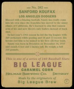 Picture, Helmar Brewing, R319-Helmar Card # 202, Sandy KOUFAX (HOF), Pitching Pose, Los Angeles Dodgers