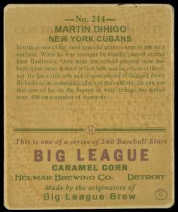 Picture, Helmar Brewing, R319-Helmar Card # 214, Martin DIHIGO (HOF), Throwing, New York Cuban Stars