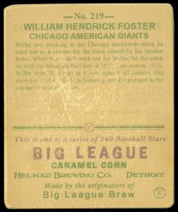 Picture, Helmar Brewing, R319-Helmar Card # 219, Bill FOSTER (HOF), Stretching, Chicago American Giants