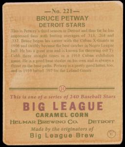 Picture, Helmar Brewing, R319-Helmar Card # 221, Bruce Petway, Portrait, Detroit Stars