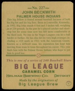 Picture, Helmar Brewing, R319-Helmar Card # 227, John Beckwith, Standing, Palmer House Indians