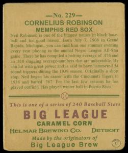 Picture, Helmar Brewing, R319-Helmar Card # 229, Neil Robinson, Standing, Memphis Red Sox