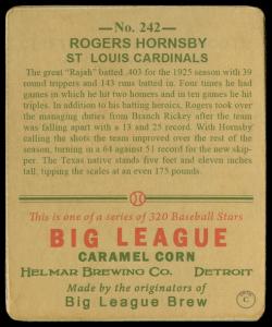 Picture, Helmar Brewing, R319-Helmar Card # 242, Rogers HORNSBY (HOF), Swinging, St. Louis Cardinals